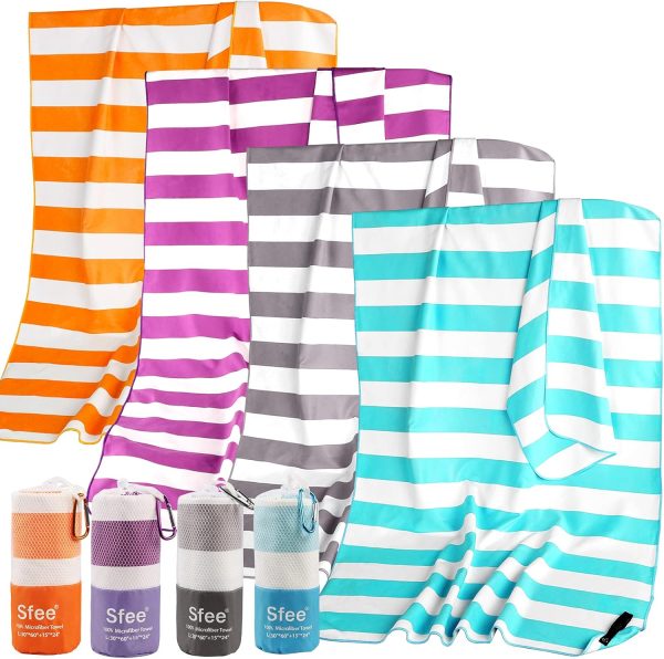 Sfee 2 in 1 Microfiber Beach Towel, Quick Dry Towel Camping Towel Travel Towel Super Absorbent Compact Lightweight Sports Towel Gym Towel Set for Beach, Gym, Hiking, Pool, Backpacking, Bath, Yoga